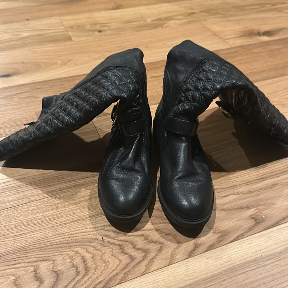 Gold and black leather pu boots - Picture 3 of 4